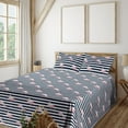 thumbnail image 1 of Ambesonne Flamingo Fitted & Flat Sheet with Shams 4 Pcs Set, Exotic Bird Illustration, Full, Indigo Pale Pink and White, 1 of 5