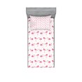 thumbnail image 1 of Ambesonne Flamingo Fitted Sheet & Pillow Sham Set, Tropic Birds and Spots, Twinxl, Hot Pink Blush, 1 of 2