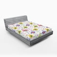 thumbnail image 1 of Ambesonne Flamingo Fitted Sheet, Retro Colorful Pattern, Full Size, Multicolor, 1 of 2