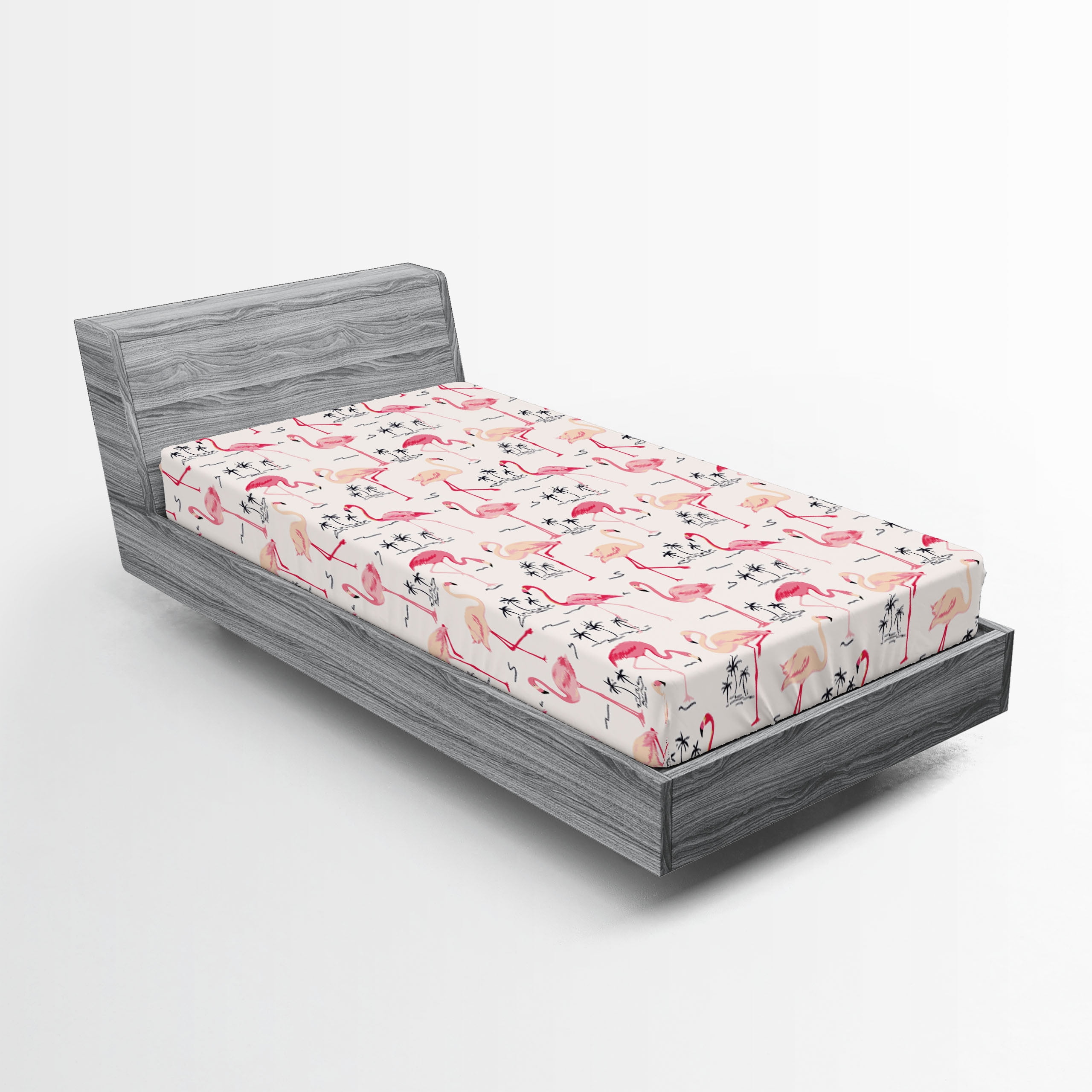 Pink Flamingo Print Twin Microfiber Fitted Sheet