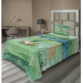 thumbnail image 1 of Ambesonne Flamingo Fitted & Top Sheet Set with Sham, Nature and Birds, Multicolor, 1 of 4
