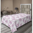 thumbnail image 1 of Ambesonne Flamingo Flat Bedding Sheet Soft Top Sheet, Pinkish Roses and Birds, Twin, Pale Fuchsia Violet and White, 1 of 1