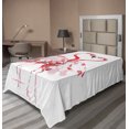thumbnail image 1 of Ambesonne Flamingo Flat Sheet, Lovers Kissing, Twin Size, Dark Coral White, 1 of 1