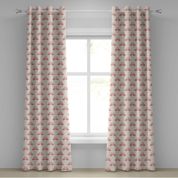 Ambesonne Flamingo Grommet Curtain, Retro Dots Tropic Bird, 50" x 96", Beige Dark Coral Purple