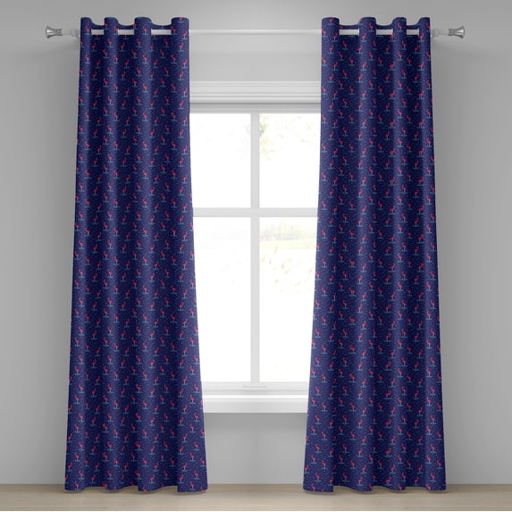 Ambesonne Flamingo Grommet Curtain, Wavy Lake Birds, 50" x 96", Violet Blue Dark Coral