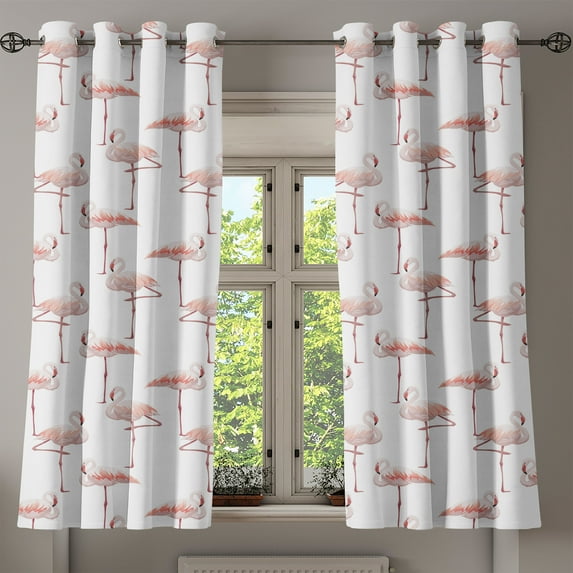 Ambesonne Flamingo Grommet Curtain, Wild Nature Exotic Bird, 50"x63", Redwood Pearl Coral