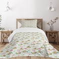 thumbnail image 1 of Ambesonne Flamingo Quilted Bedspread Set 2 Pcs, Fresh Flora Pineapples, Twin Size, Multicolor, 1 of 3