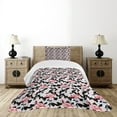 thumbnail image 1 of Ambesonne Flamingo Quilted Bedspread Set 2 Pcs, Watercolor Nature Camo, Twin Size, Dark Coral Pale Pink, 1 of 6