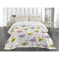 thumbnail image 1 of Ambesonne Flamingo Quilted Bedspread Set 3 Pcs, Retro Colorful Pattern, Queen Size, Multicolor, 1 of 5