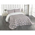 thumbnail image 1 of Ambesonne Flamingo Quilted Bedspread Set 3 Pcs, Tree Leaves Wildlife, King Size, Grey Rose Pink, 1 of 5