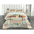 thumbnail image 1 of Ambesonne Flamingo Quilted Bedspread Set 3 Pcs, Valentines Funky Birds, Queen Size, Multicolor, 1 of 3