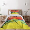 thumbnail image 1 of Ambesonne Flamingo Quilted Coverlet 2 Pcs, Birds in the Air Art, Twin Size, Multicolor, 1 of 5