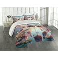 thumbnail image 1 of Ambesonne Flamingo Quilted Coverlet 3 Pcs, Blush Atmosphere Birds, King Size, Pale Pink Soft Blue, 1 of 4