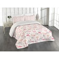 thumbnail image 1 of Ambesonne Flamingo Quilted Coverlet 3 Pcs, Wild Bird Love Vintage, King Size, Beige Pink, 1 of 2