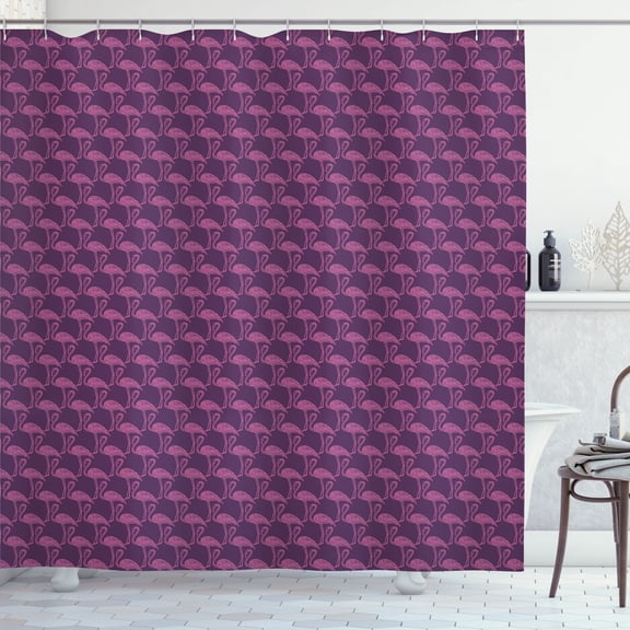 Ambesonne Flamingo Shower Curtain, Aloha Exotic Birds, 69"Wx70"L, Plum and Pink