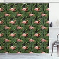 thumbnail image 1 of Ambesonne Flamingo Shower Curtain, Exotic Bird and Monstera, 69"Wx75"L, Charcoal Grey Dark Salmon, 1 of 4