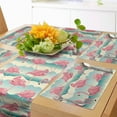 thumbnail image 1 of Ambesonne Flamingo Table Runner & Placemats, Tropic Birds and Waves, Placemat 4 pcs + Runner 12"x90", Blush Pale Teal Cream, 1 of 2