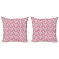 thumbnail image 1 of Ambesonne Flamingo Throw Pillow Cover 2 Pack, Animals in Pinkish Tones, 24", Pink Pale Pink and White, 1 of 2