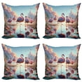 thumbnail image 1 of Ambesonne Flamingo Throw Pillow Cover 4 Pack, Blush Atmosphere Birds, 24", Pale Pink Soft Blue, 1 of 7