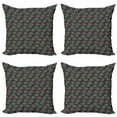 thumbnail image 1 of Ambesonne Flamingo Throw Pillow Cover 4 Pack, Zoo Animals in Pink, 16", Hot Pink Green Black, 1 of 2