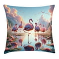 thumbnail image 1 of Ambesonne Flamingo Throw Pillow Cushion Cover, Blush Atmosphere Birds, 36" X 36", Pale Pink Soft Blue, 1 of 2