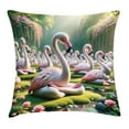 thumbnail image 1 of Ambesonne Flamingo Throw Pillow Cushion Cover, Serene Birds Nature Scene, 24" X 24", Soft Pink and Lime Green, 1 of 2