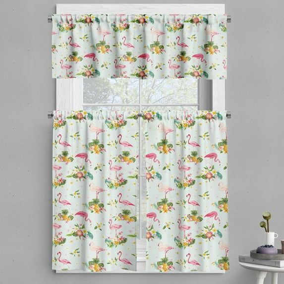 Ambesonne Flamingo Valance & Curtain, Fresh Flora Pineapples, 55"x30", Multicolor