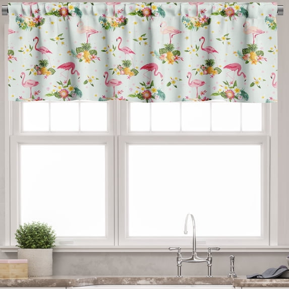 Ambesonne Flamingo Valance Pack of 2, Fresh Flora Pineapples, 54"X12", Multicolor