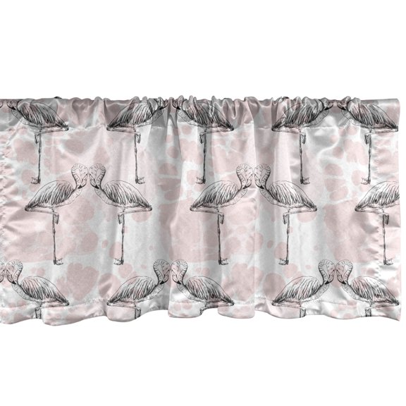 Ambesonne Flamingo Window Valance, Hearts Love Valentines, 54" X 18", Pale Pink Grey