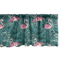 thumbnail image 1 of Ambesonne Flamingo Window Valance, Tropic Birds on Leaves, 54" X 18", Teal and Pink, 1 of 3
