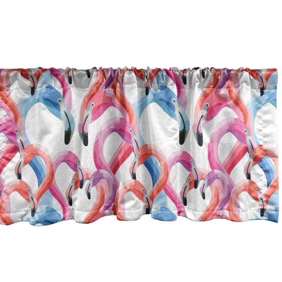 Ambesonne Flamingo Window Valance, Watercolor Pastel Birds, 54" X 18", Multicolor