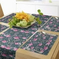 thumbnail image 1 of Ambesonne Flamingos Table Runner & Placemats, Exotic Bird Pattern, Placemat 4 pcs + Runner 14"x90", Dark Green Pale Pink, 1 of 2