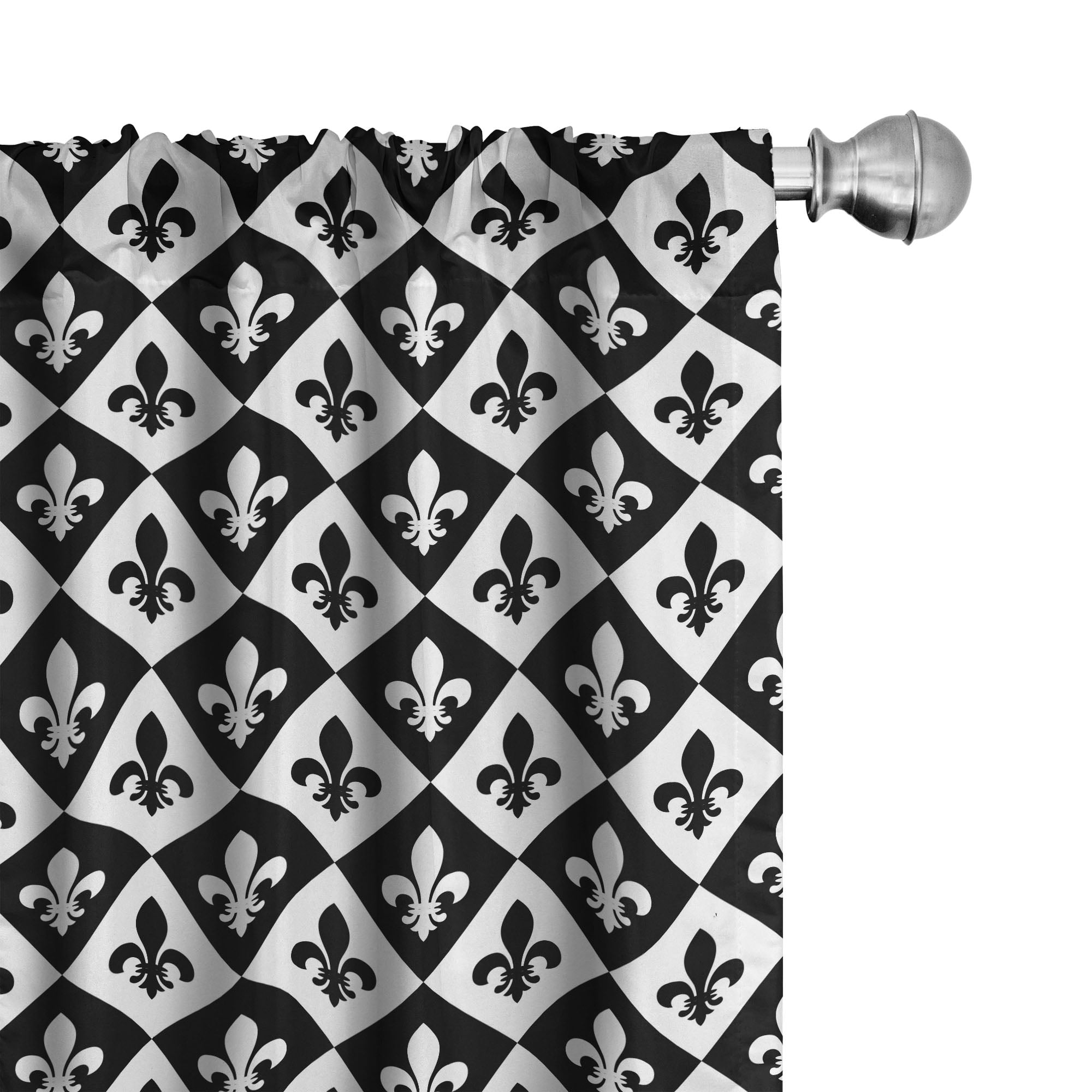 Black and White Fleur De Lis Room Darkening Curtain Panels