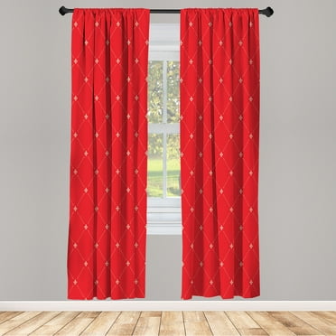 Ambesonne Fleur De Lis Curtains, Damask Pattern Vintage, Pair of 28"x63", Dark Coral