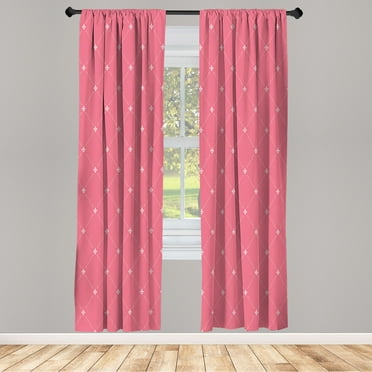 Ambesonne Fleur De Lis Curtains, Damask Pattern Vintage, Pair of 28"x84", Pastel Pink