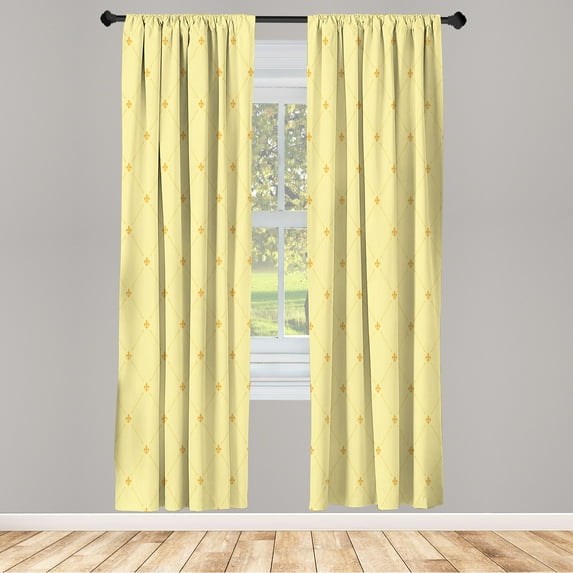Ambesonne Fleur De Lis Curtains, Damask Pattern Vintage, Pair of 28"x95", Cream Marigold
