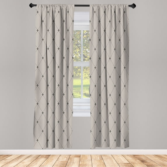 Ambesonne Fleur De Lis Curtains, Damask Pattern Vintage, Pair of 28"x95", Pale Sepia