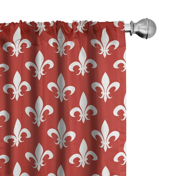 Ambesonne Fleur De Lis Curtains, Heraldry, Pair of 28"x95", Red White