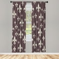 thumbnail image 1 of Ambesonne Fleur De Lis Curtains, Lily Pattern Classic, Pair of 28"x63", Eggplant Beige, 1 of 2