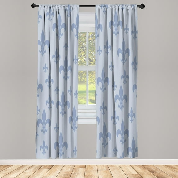 Ambesonne Fleur De Lis Curtains, Lily Pattern Classic, Pair of 28"x63", Pale Teal
