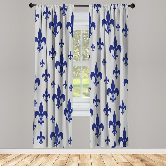 Ambesonne Fleur De Lis Curtains, Lily Pattern Retro Art, Pair of 28"x63", Dark Lavender