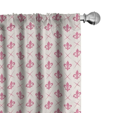 Ambesonne Fleur De Lis Curtains, Pink Lily Flower, Pair of 28"x84", Pink Cream