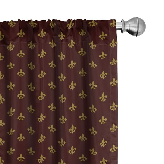 Ambesonne Fleur De Lis Curtains, Royal Pattern, Pair of 28"x84", Burgundy Earth Yellow
