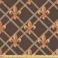 thumbnail image 1 of Ambesonne Fleur De Lis Fabric by the Yard Upholstery, French Pattern Squares, 5 Yards, Chocolate Marigold Tan, 1 of 1