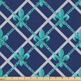 thumbnail image 1 of Ambesonne Fleur De Lis Fabric by the Yard Upholstery, Modern Aquatic Motifs, 2 Yards, Night Blue Turquoise, 1 of 5