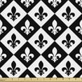 thumbnail image 1 of Ambesonne Fleur De Lis Fabric by the Yard Upholstery, Checkerboard Logo, 3 Yards, Black White, 1 of 4
