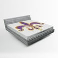 thumbnail image 1 of Ambesonne Fleur De Lis Fitted Sheet, Medieval, Full Size, Yellow Purple, 1 of 2