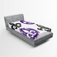thumbnail image 1 of Ambesonne Fleur De Lis Fitted Sheet, Vintage Floral Art, Twin XL Size, Black Purple, 1 of 2