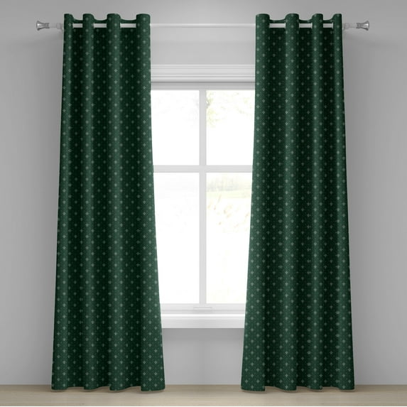 Ambesonne Fleur De Lis Grommet Curtain, Royal Floral Forms, 50" x 108", Hunter and Sage Green