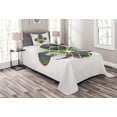 thumbnail image 1 of Ambesonne Fleur De Lis Quilted Bedspread Set 2 Pcs, Lily Royalty, Twin Size, Purple Green, 1 of 3